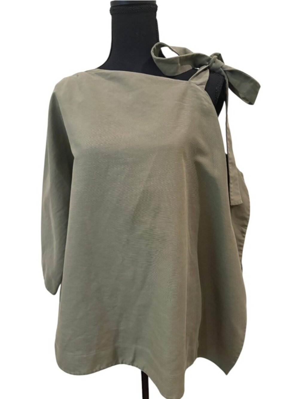 COS Olive Green One-Shoulder Tie Top